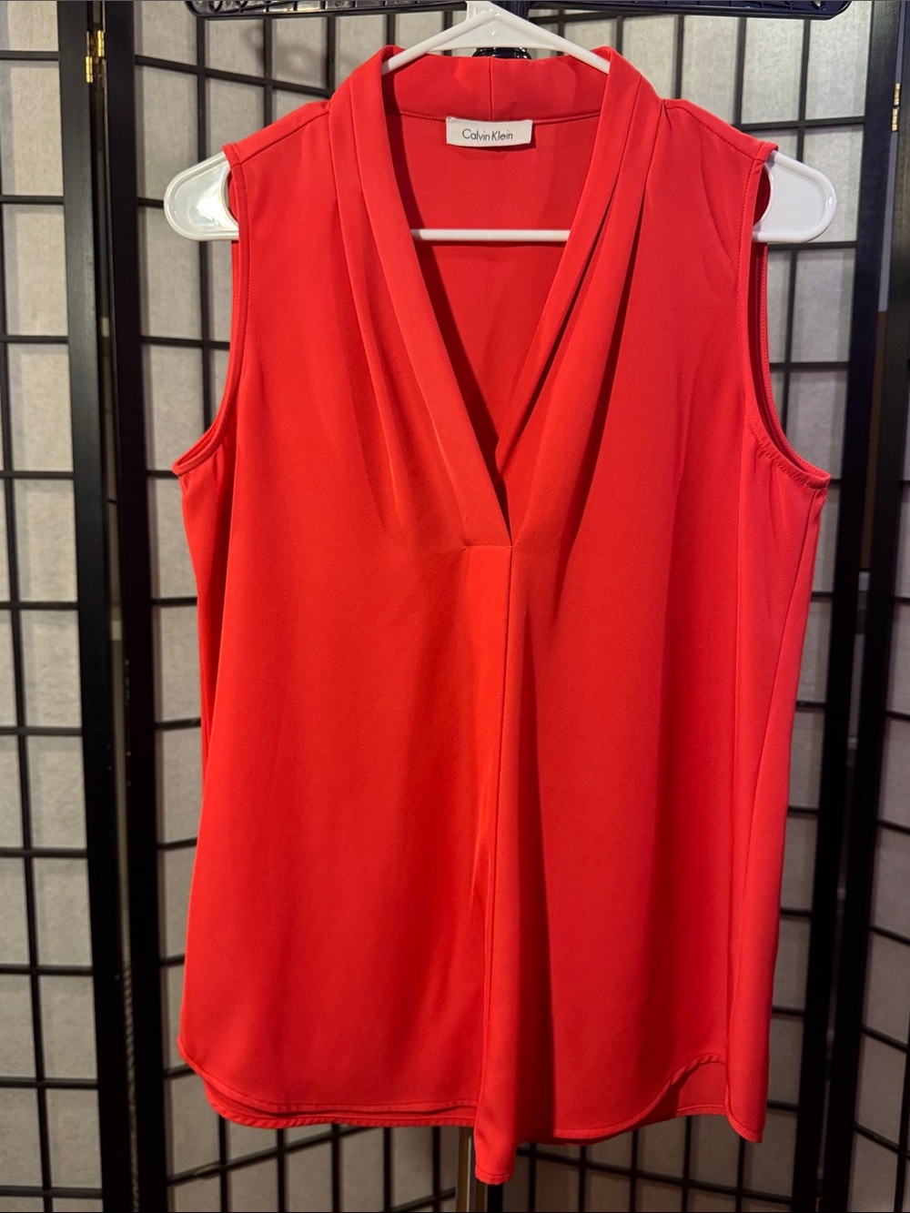 Calvin Klein Red Sleeveless V-Neck
